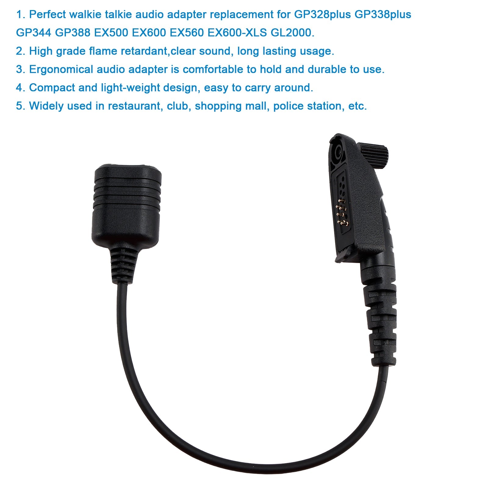K Interface Headset Port Converter Cable for GP328plus GP338plus GP344 GP388