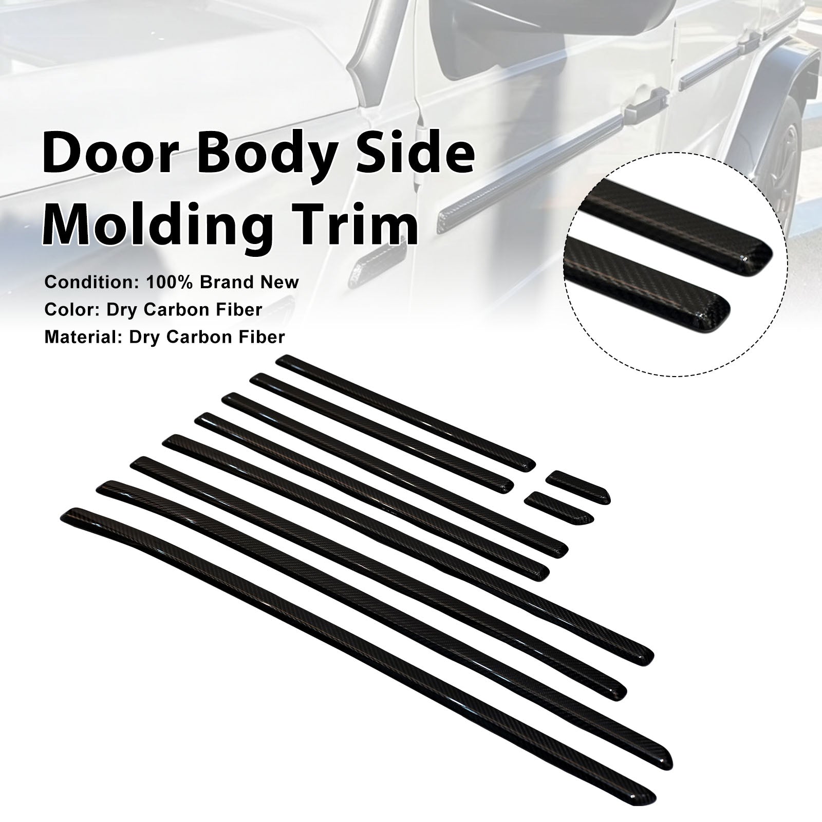 2019-2026 Fit Benz G Class W464 W465 Dry Carbon Door Body Side Molding Trim
