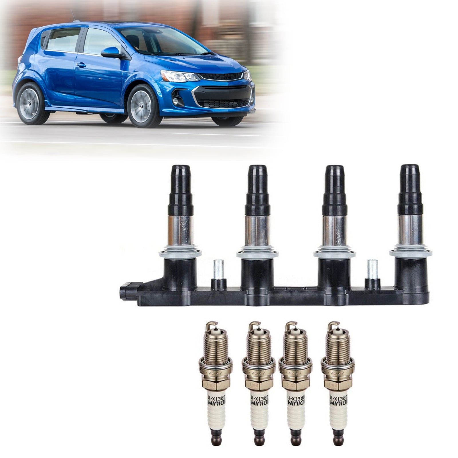 2012-2018 Chevrolet Sonic 1.8L 1x Ignition Coils +4x Spark Plugs 55561655