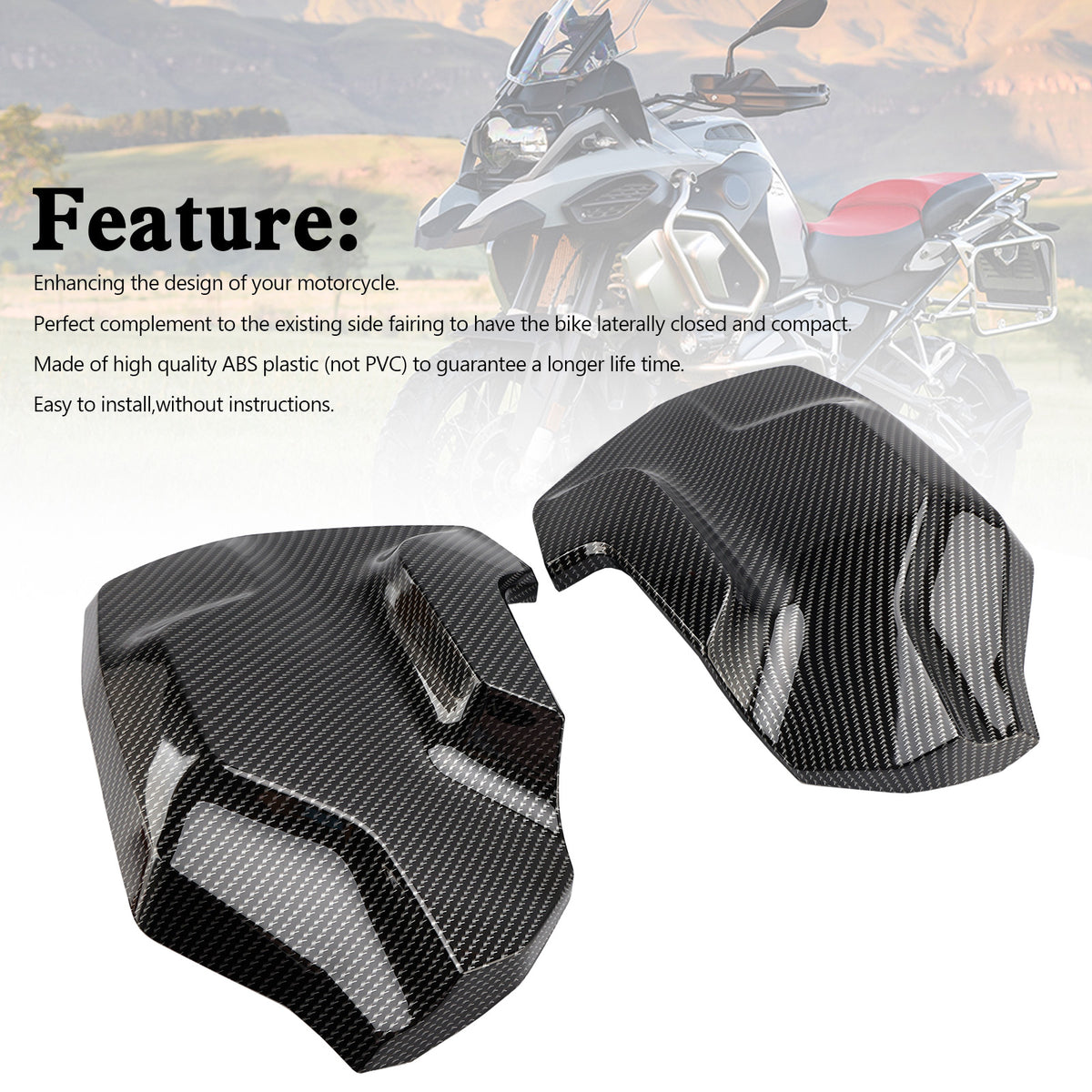 Side Frame Fairing Cowl Guards Radiator Cover For BMW R1250GS ADV 2018-2023 Carbon