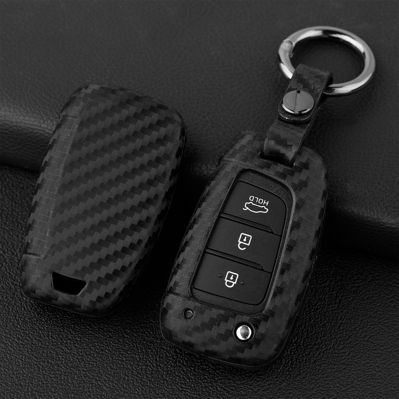 Leather Silicone Car Key Case Cover With Buckle For Honda Accord