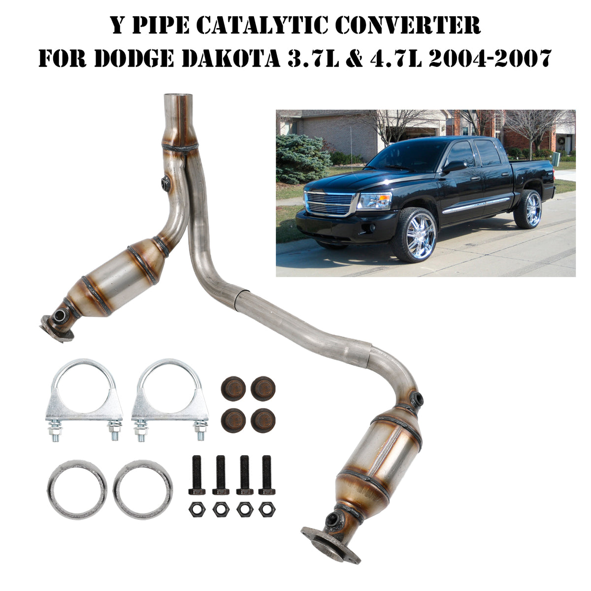 Y Pipe Catalytic Converters Direct Fit For Dodge Dakota 3.7L & 4.7L 2004-2007
