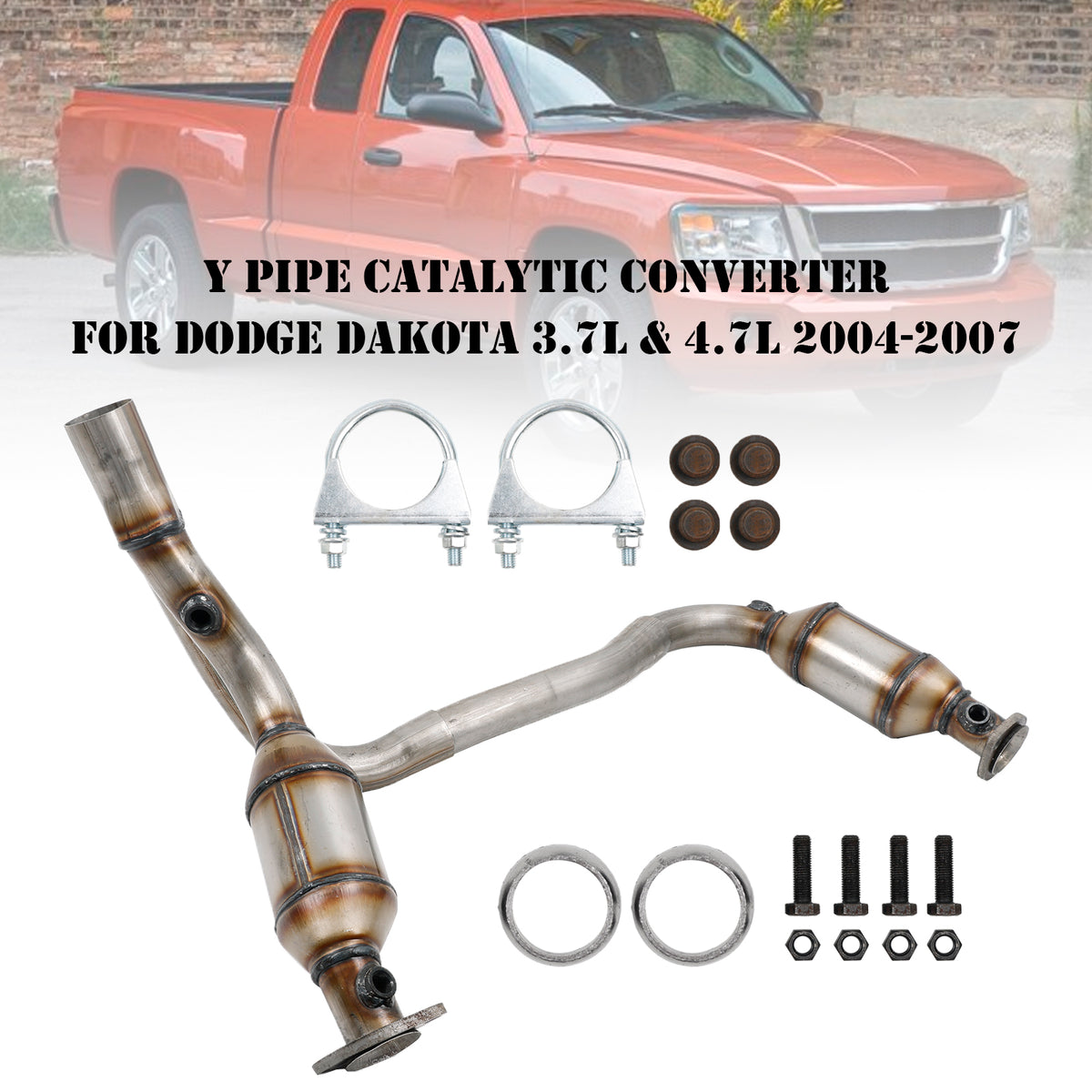 Y Pipe Catalytic Converters Direct Fit For Dodge Dakota 3.7L & 4.7L 2004-2007