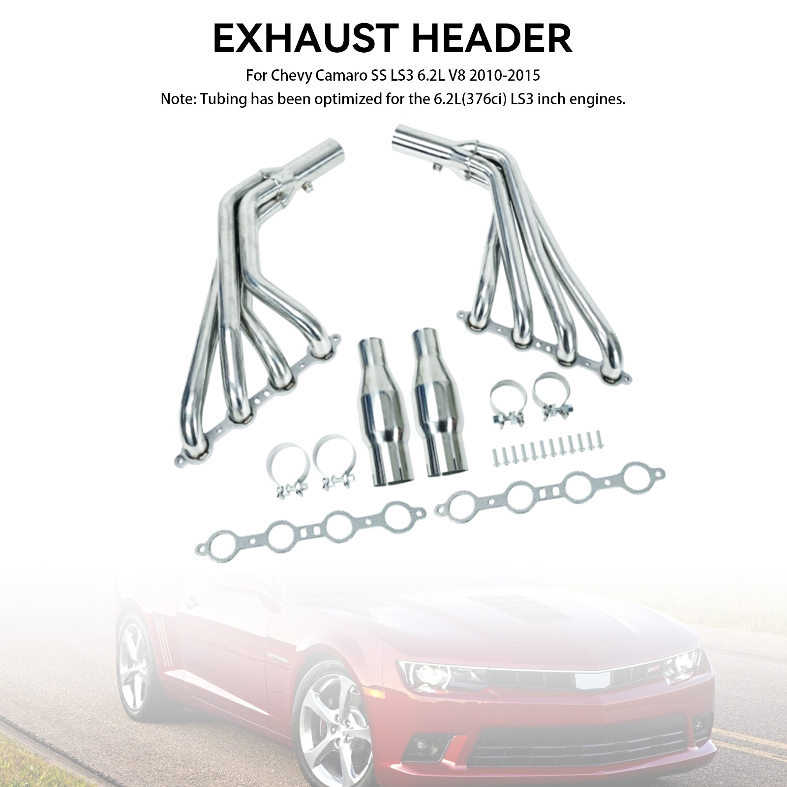 Long Tube Stainless Manifold Headers Fit Chevy Camaro SS LS3 6.2L V8 2010-2015