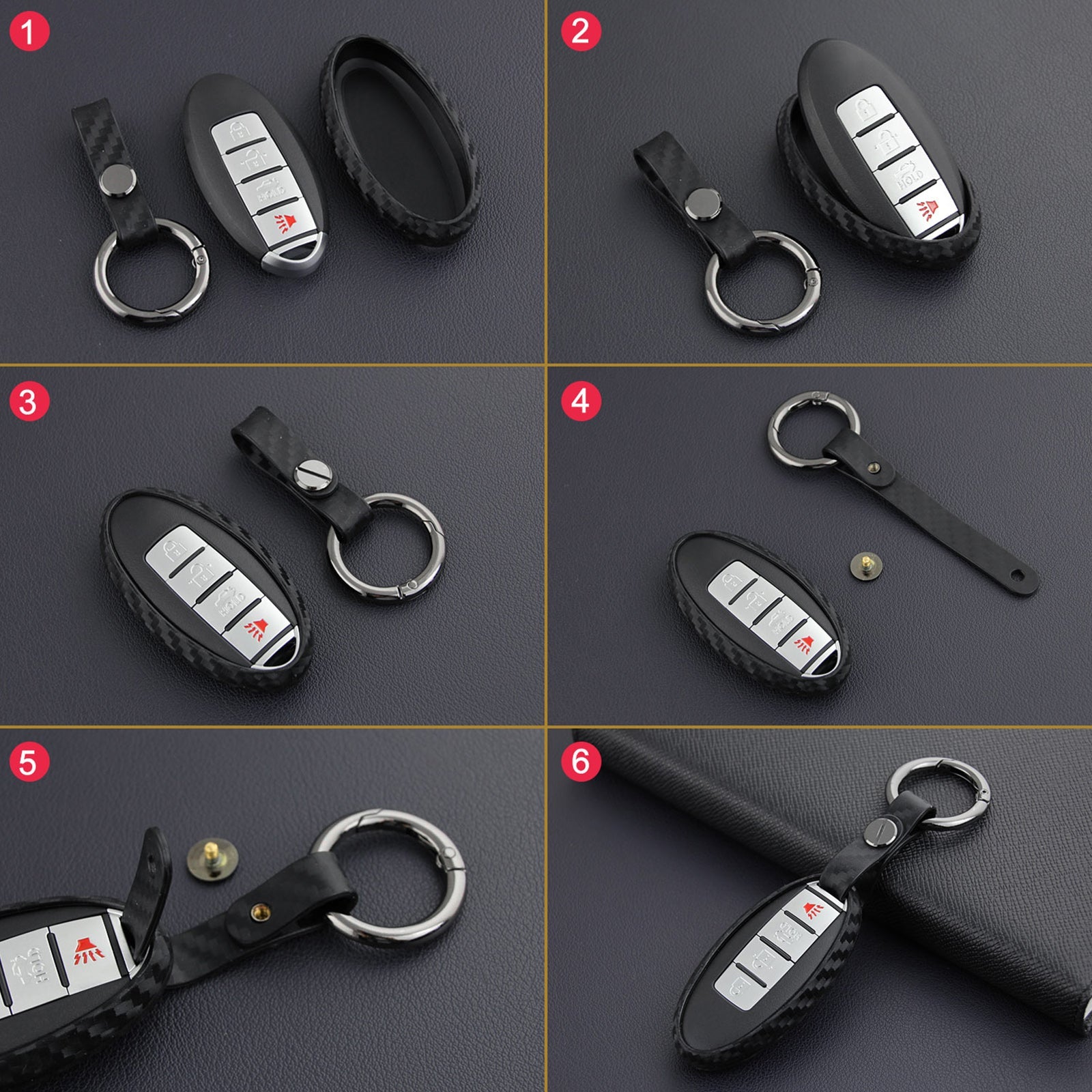 Leather Silicone Car Key Case Cover With Buckle For Nissan