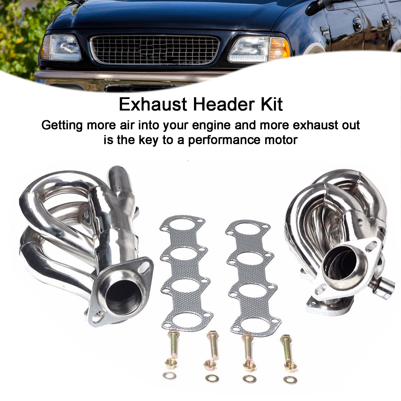 Tubular Shorty Exhaust Header Manifold Fit for Ford Expedition 1997-2002 Fit F150