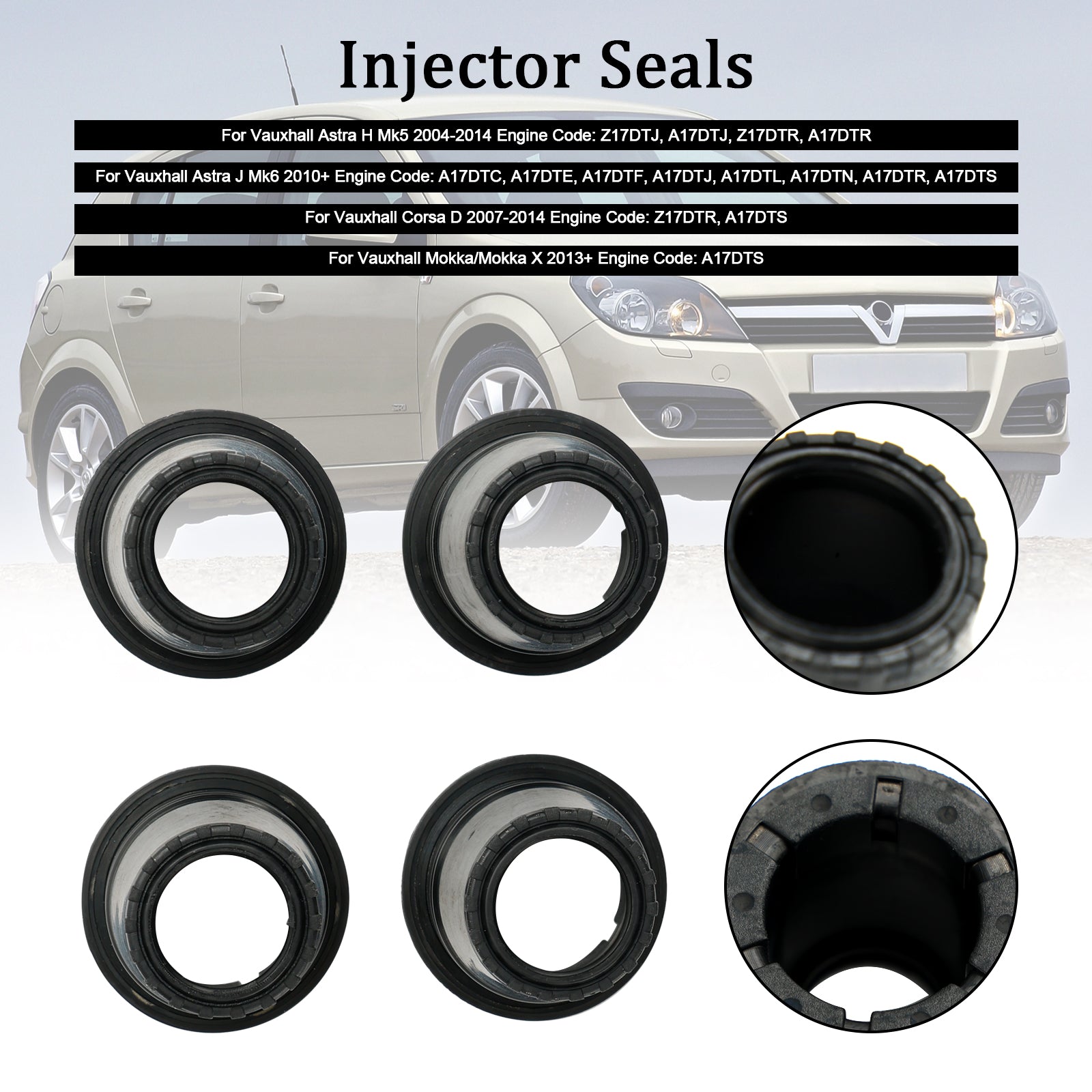 4pcs Fuel Diesel Injector Upper Seal Fit Vauxhall Astra H/J Corsa D Mokka 1.7