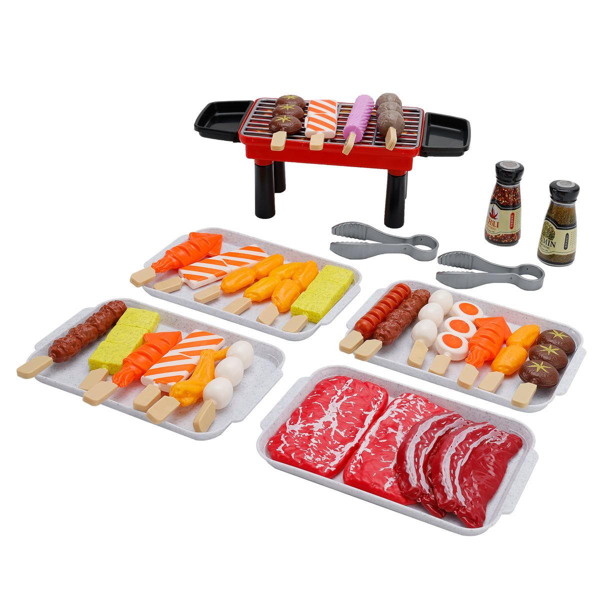 36Pcs BBQ Pretend Play Food Toy Grill Set Barbeque Kitchen Cooking Tools Toys