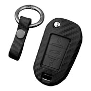Leather Silicone Car Key Case Cover With Buckle For Peugeot