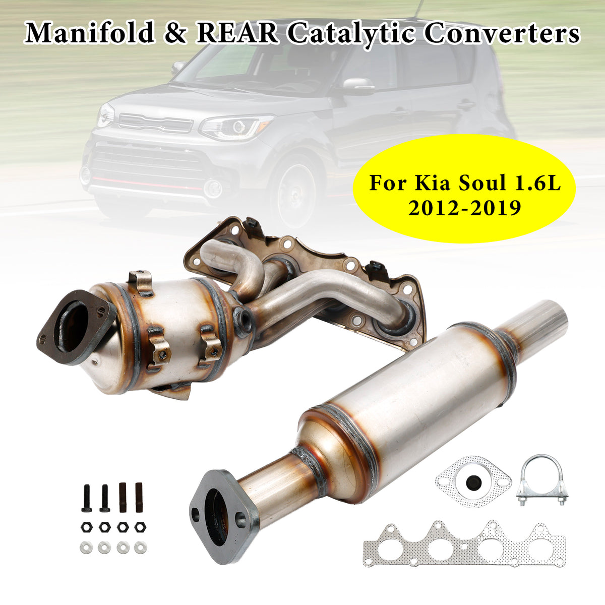 Manifold & Rear Catalytic Converters Fit For Kia Soul 1.6L 2012-2019