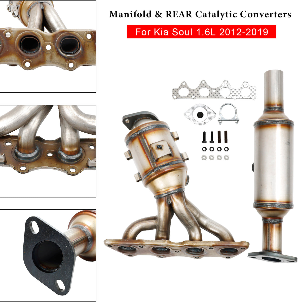 Manifold & Rear Catalytic Converters Fit For Kia Soul 1.6L 2012-2019