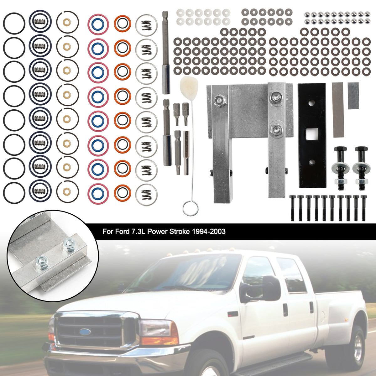 Injector Rebuild Kit Fit 7.3L Power Stroke 94-03 W/Vice Clamp And Tools Spring