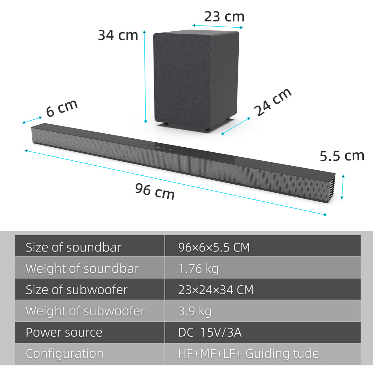 Bluetooth Subwoofer Audio Heavy Bass Home Theater Soundbar Echo Wall Speaker