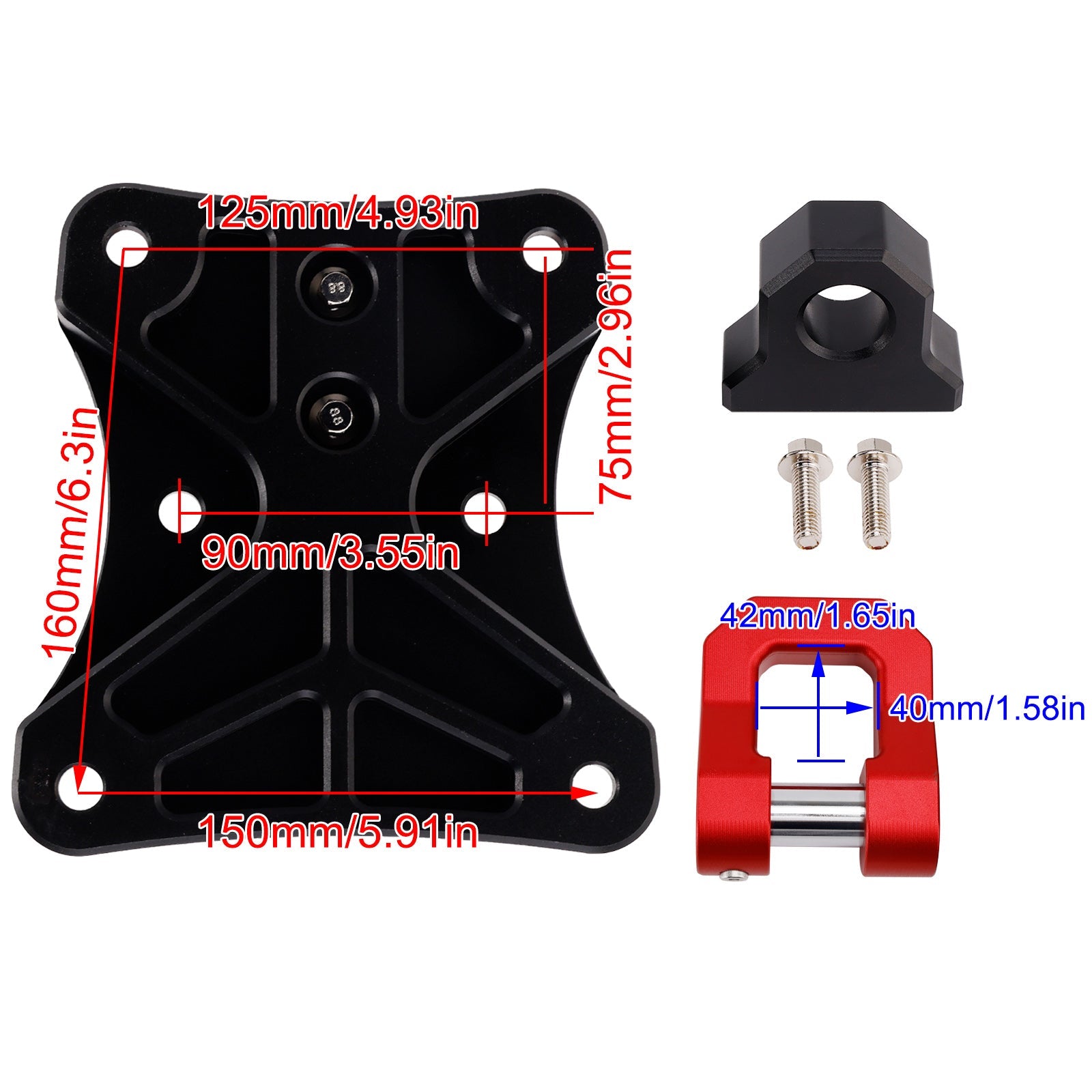 Rear Tow Hook Pull Plate With 3/4" D-Ring Fits For Yamaha Maverick X3 900 X Max
