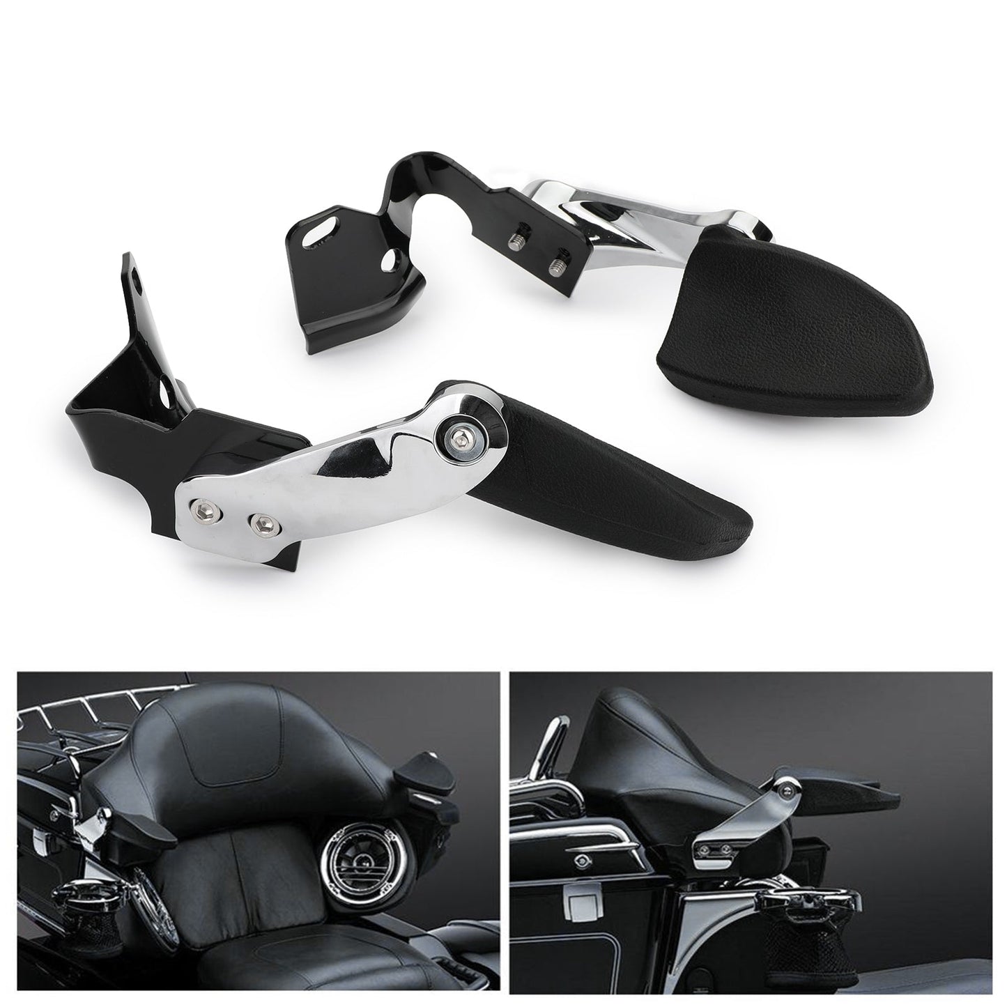 14-18 Touring Electra Street Glide Road King Generic Stealth Passenger Armrests For