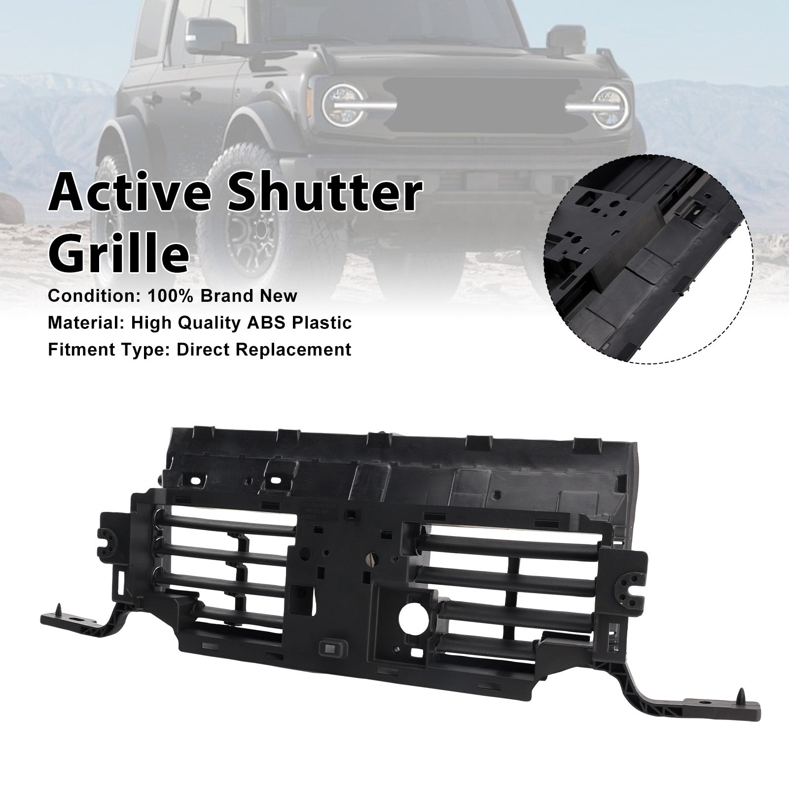 2021-2022 Fit Ford Bronco 2.3L 2.7L Lower Active Grill Shutter W/O Motor
