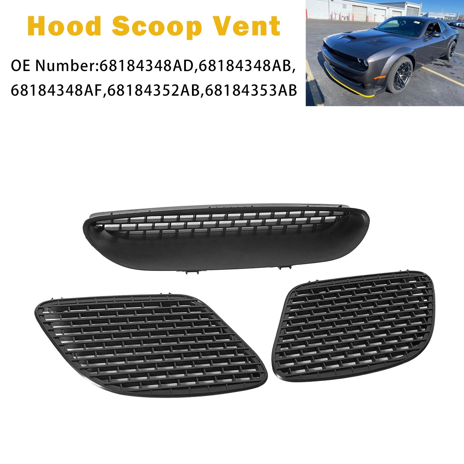 Hood Scoop Vent 68184348AD For Dodge Challenger SRT 15-18 R/T Scat 2019-2023