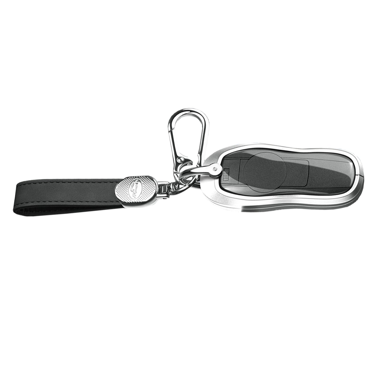 Aluminum Alloy TPU Black Car Key Case Cover With Buckle For Porsche Cayenne 911