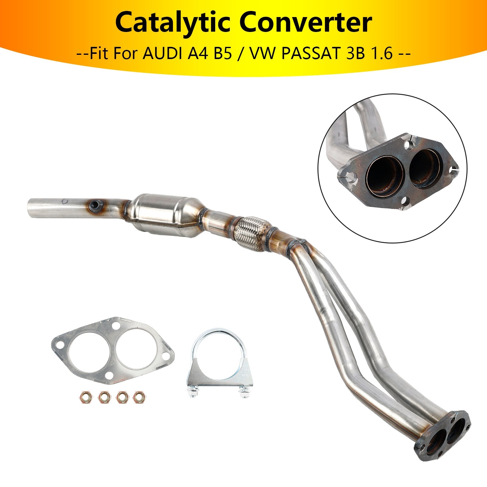 1996/10-1999/07 Audi A4 Avant 8D5, B5 1.6 1595 ccm, 74 KW, 100 PS Catalytic Converters w/Y Pipe