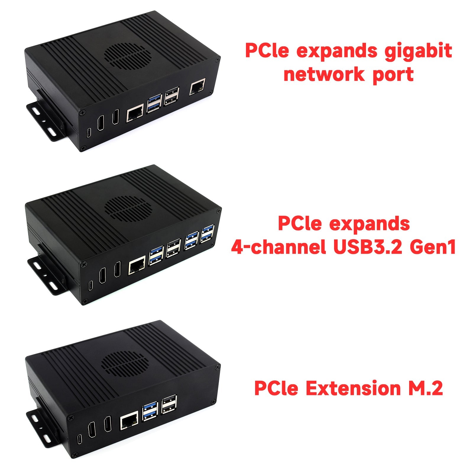 Raspberry Pi 5 Extension All-in-One PCIE Extension Plate Double HDMI 4K Output