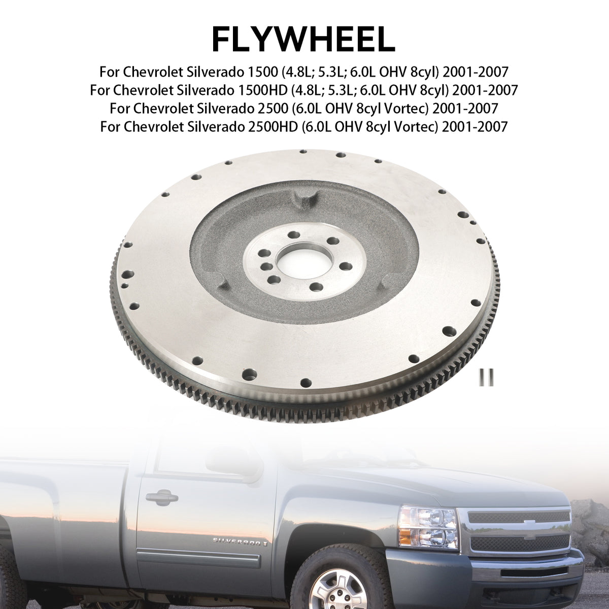 2001-2007 Chevrolet Silverado 2500 (6.0L OHV 8cyl Vortec) Small Block 168-Tooth Flywheel Generic