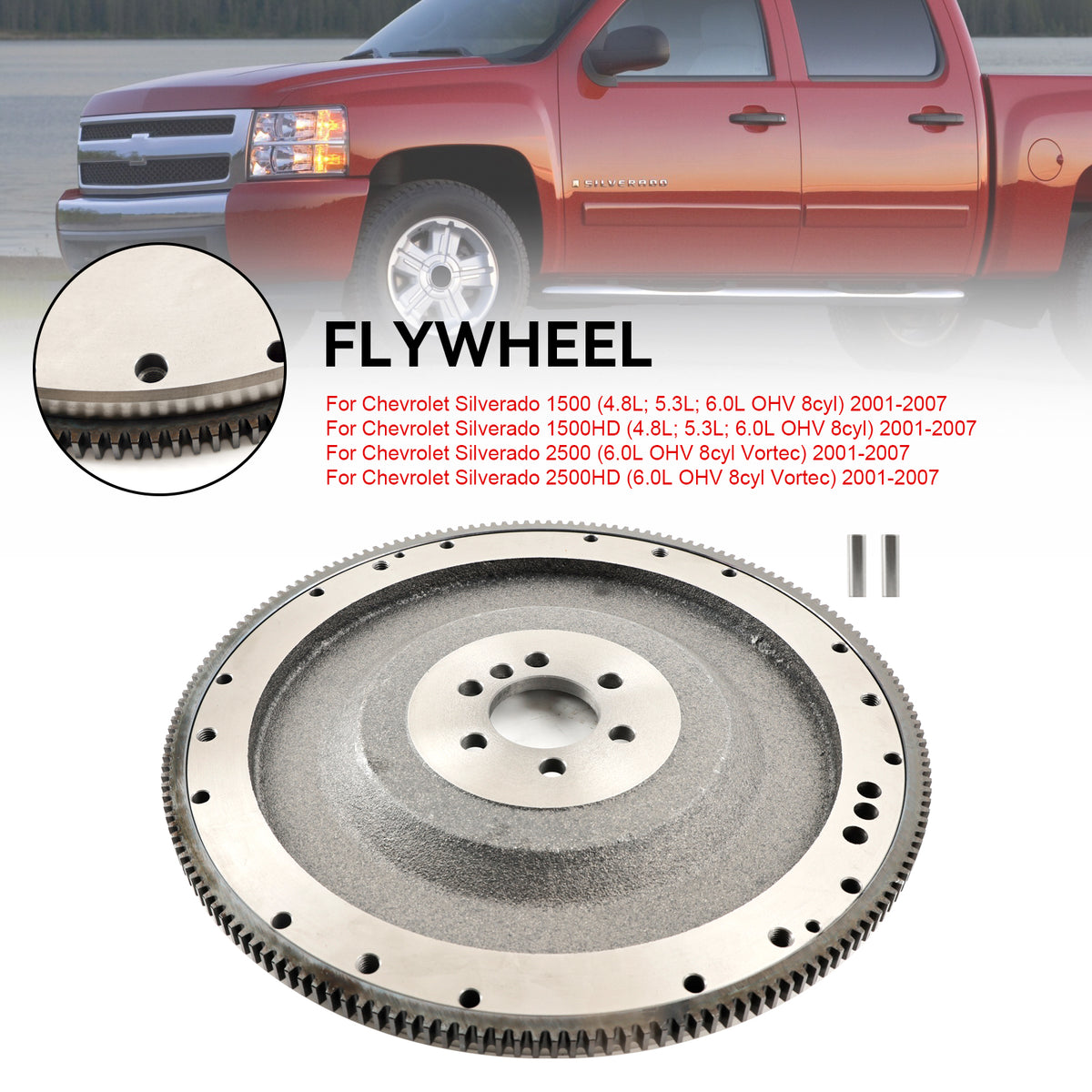 2001-2007 Chevrolet Silverado 2500 (6.0L OHV 8cyl Vortec) Small Block 168-Tooth Flywheel Generic
