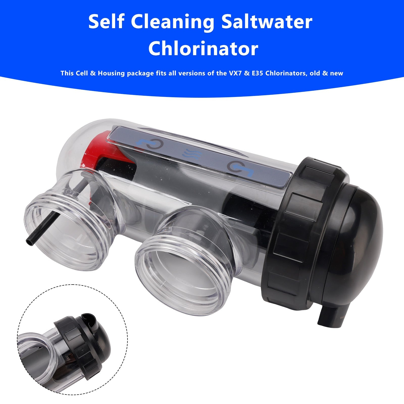 Saltwater Chlorinator Replacement Cell with Cell Housing For Astral/Hurlcon VX7