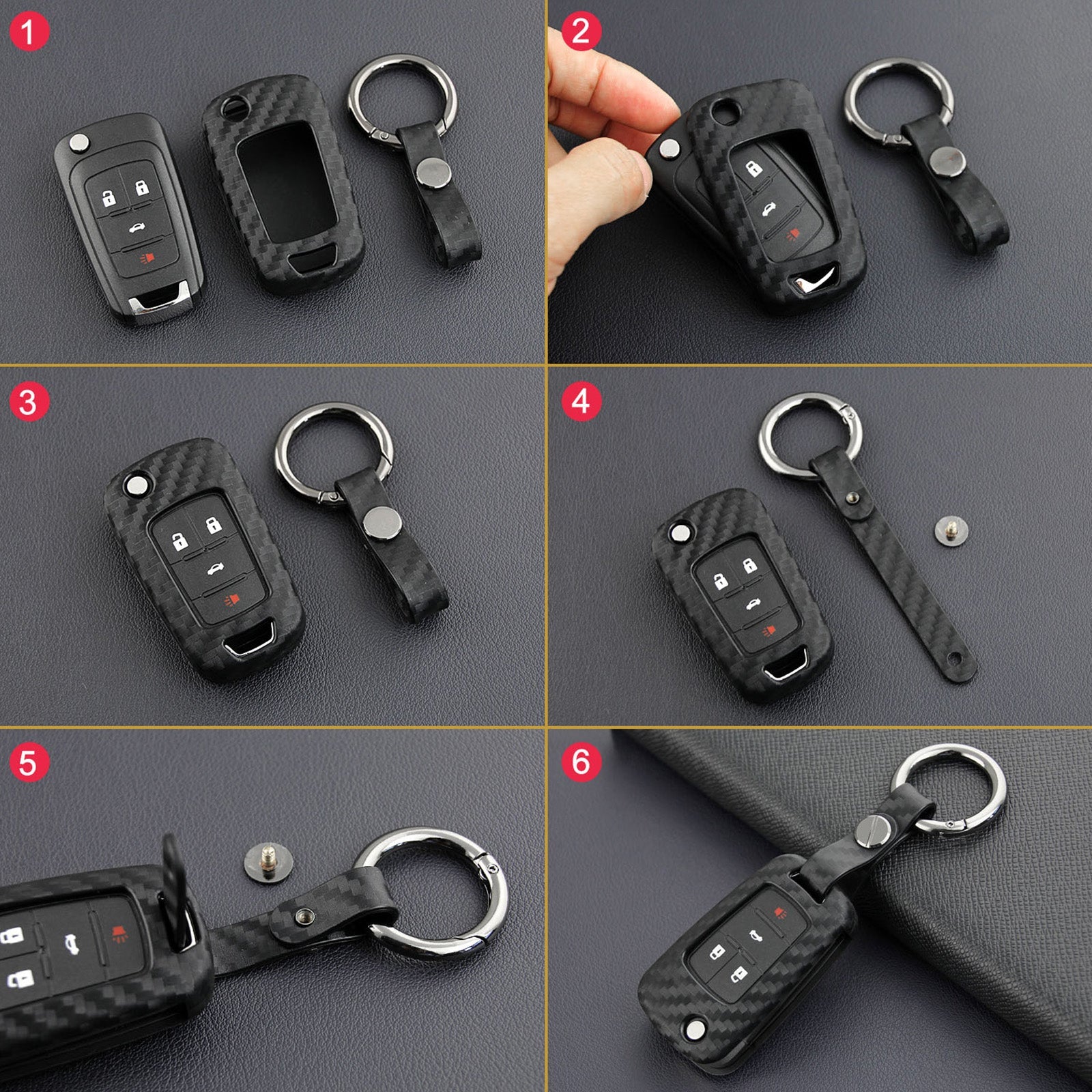 Leather Silicone Car Key Case Cover With Buckle For Chevrolet