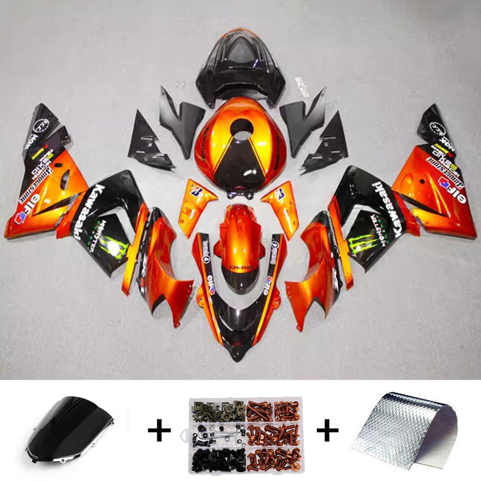 Injection Fairing Kit Bodywork Plastic ABS fit For Kawasaki ZX10R 2004-2005