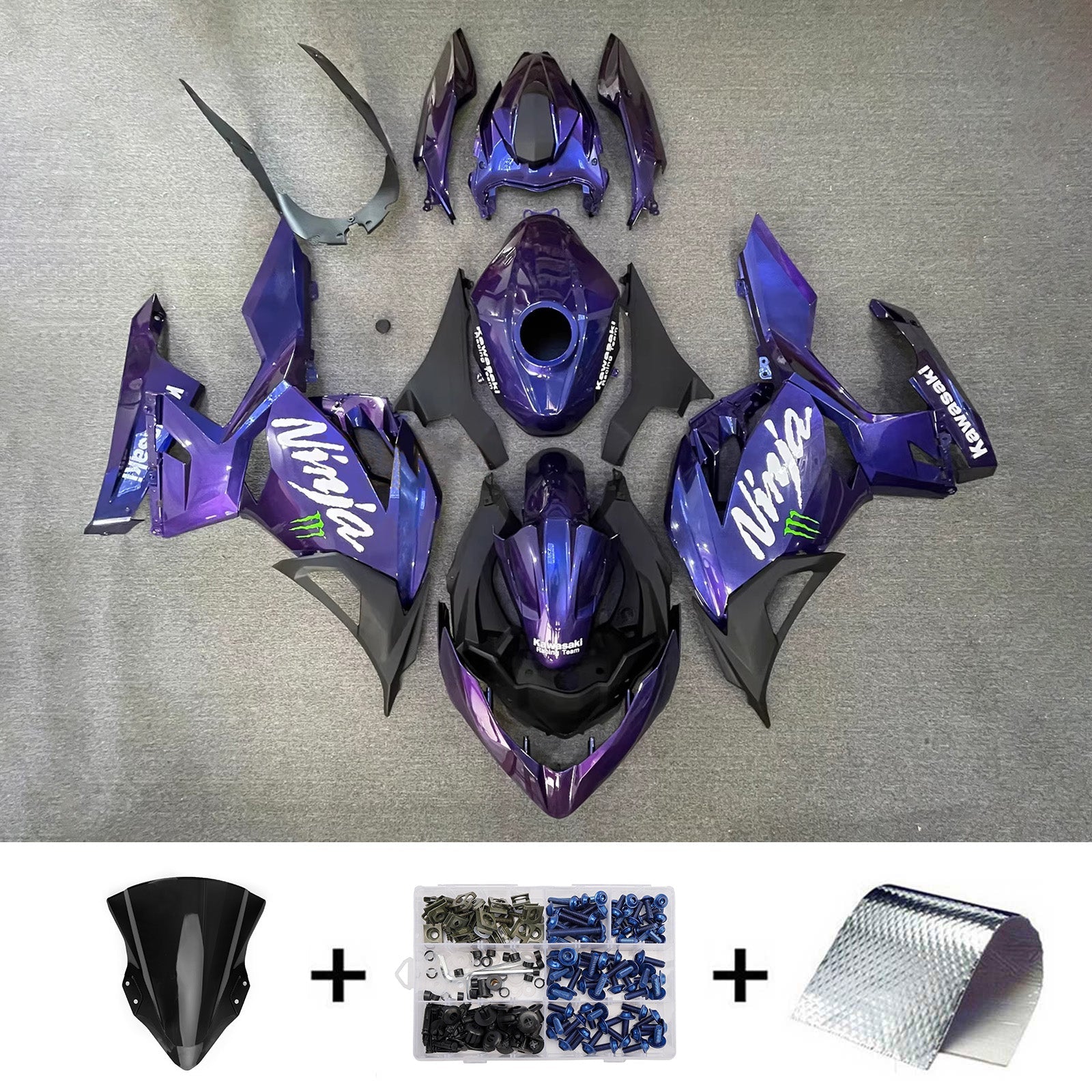 Injection Fairing Kit Bodywork Plastic ABS fit For Kawasaki EX400 Ninja400 2018-2024
