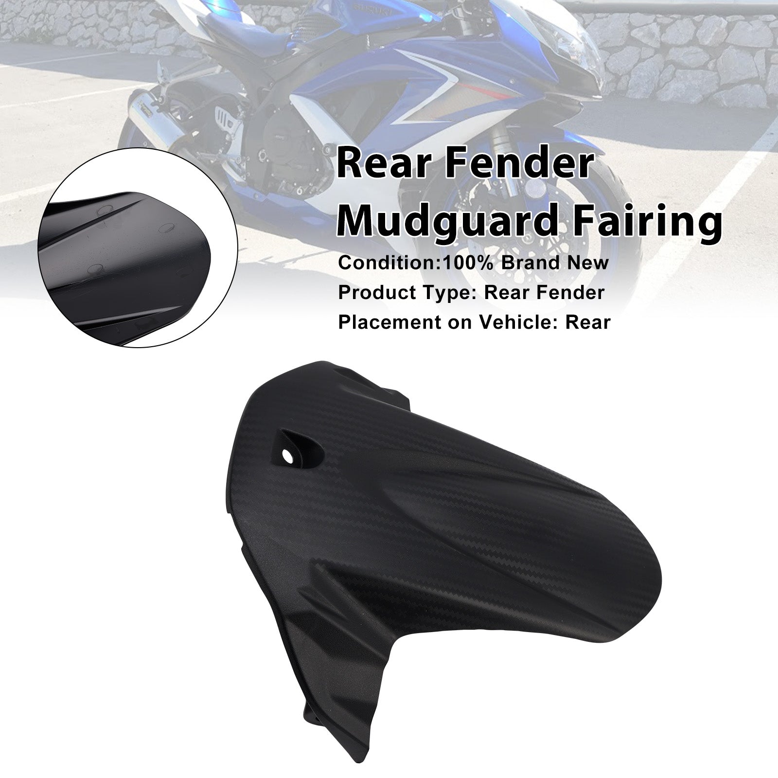 Rear Fender Mudguard Fairing For 2011-2025 Suzuki GSX-R750