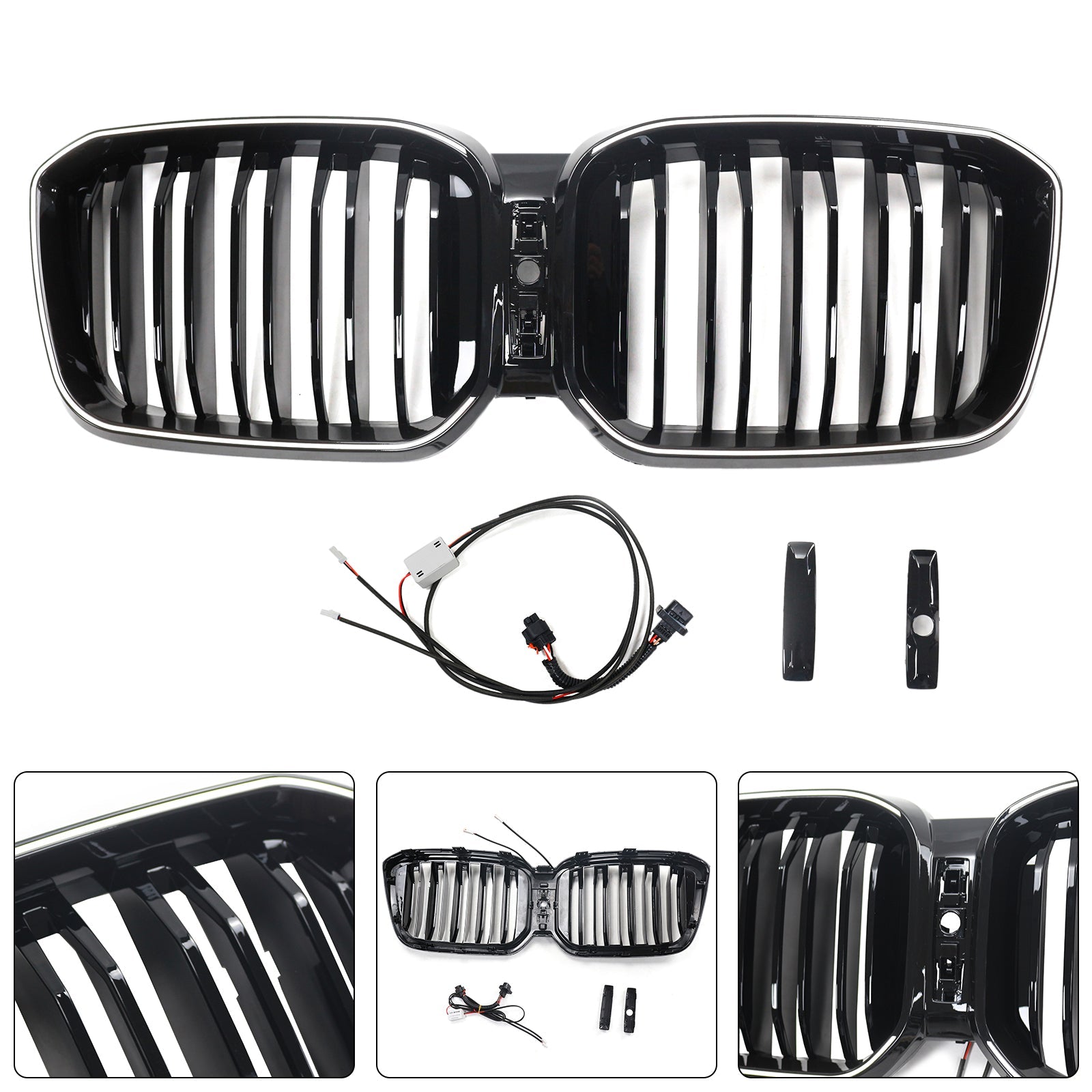 2022-2025 BMW X3 G01 X4 G02 Double Slat Glossy Black Bumper Kidney Grille