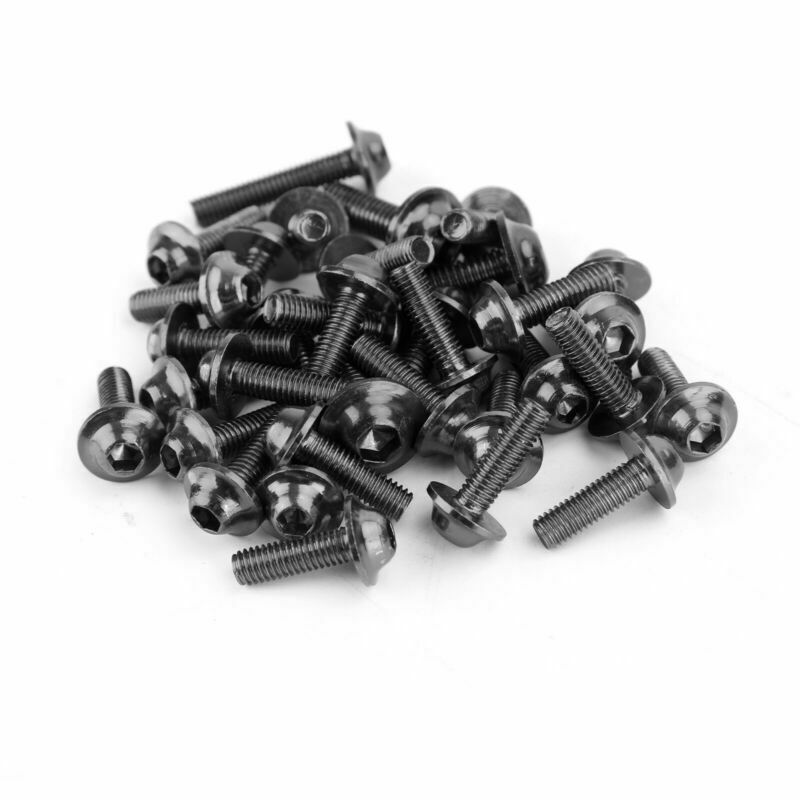 158Pcs Sportbike Windscreen Fairing Bolts Kit Fastener Clips Screws Black