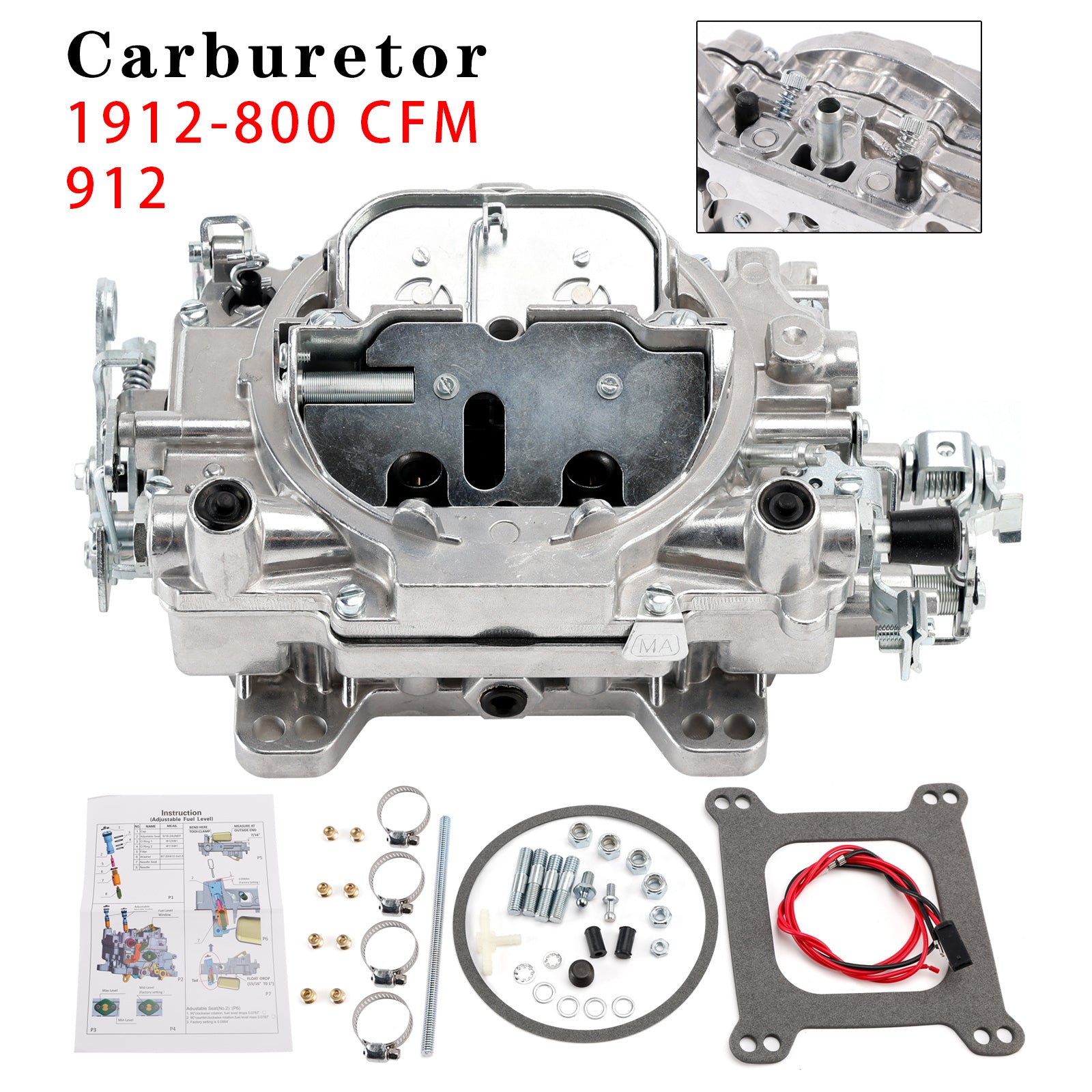 Carburetor Square Flange 4 Barrels 1912-800 For 1912 Thunder Series Avs2 800 Cfm