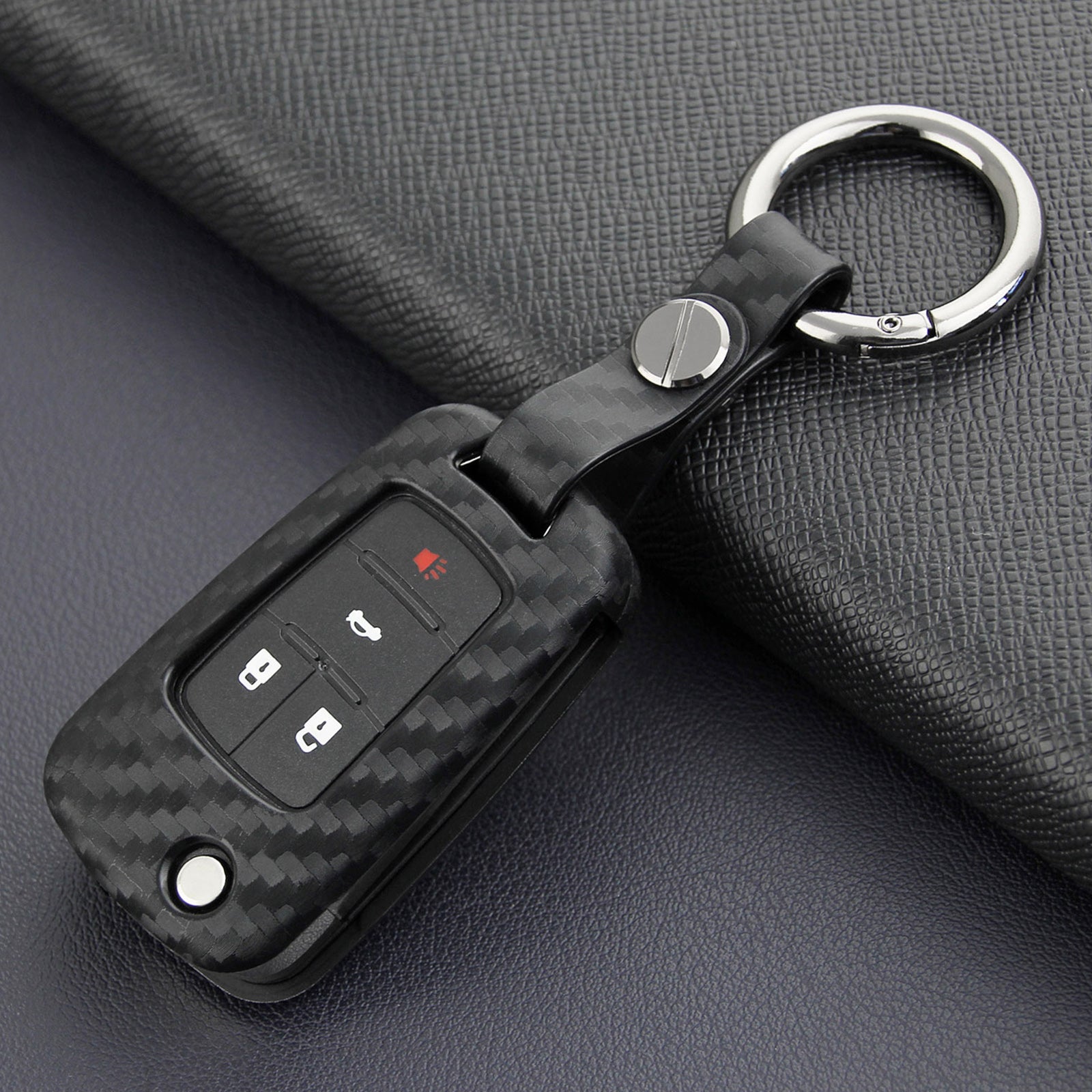 Leather Silicone Car Key Case Cover With Buckle For Chevrolet