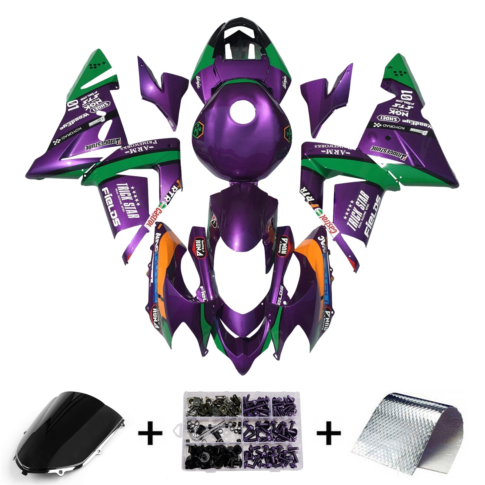 Injection Fairing Kit Bodywork Plastic ABS fit For Kawasaki ZX10R 2004-2005