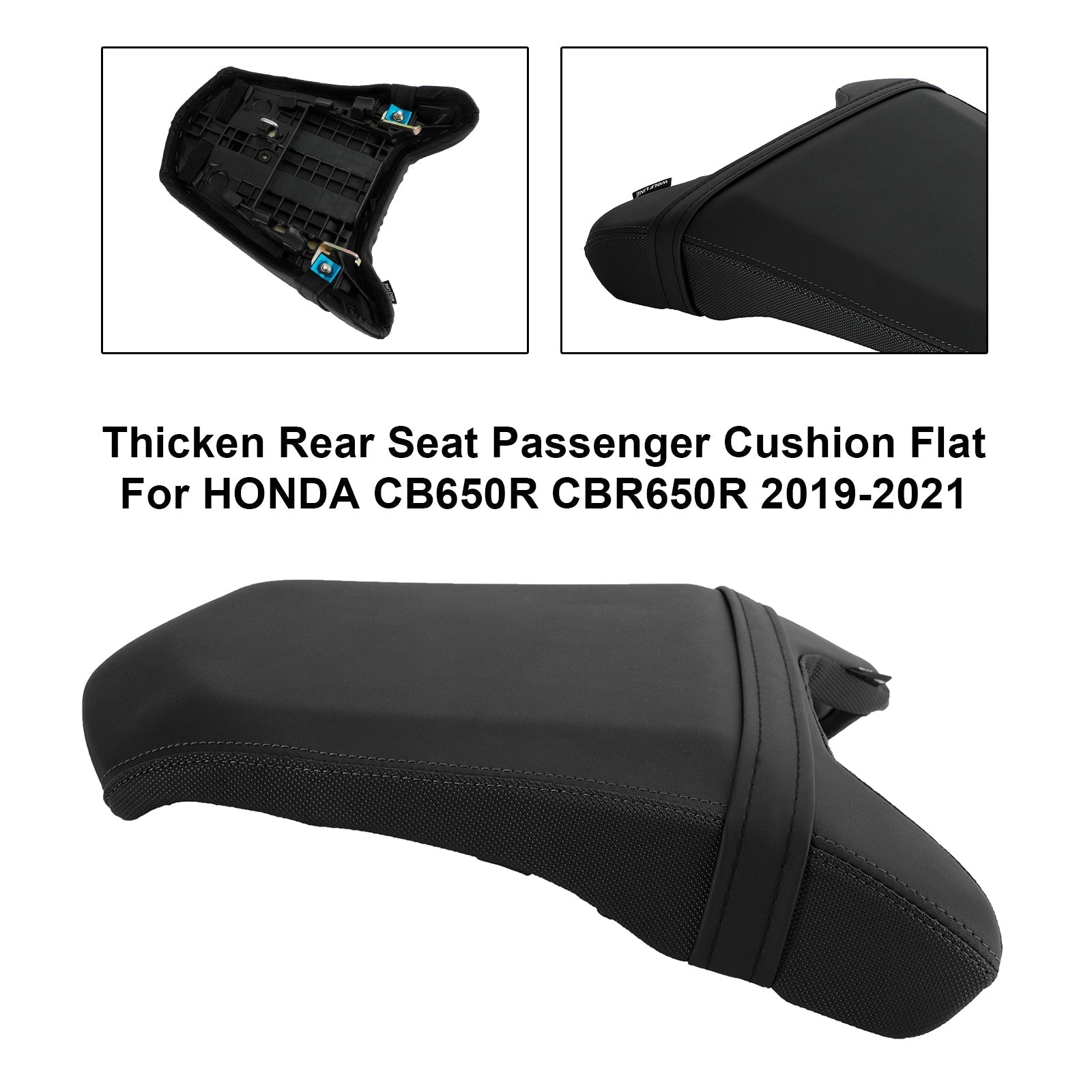 19-23 Honda Cbr 650R Rear Passenger Seat Cushion Thicken Pu Flat Black B