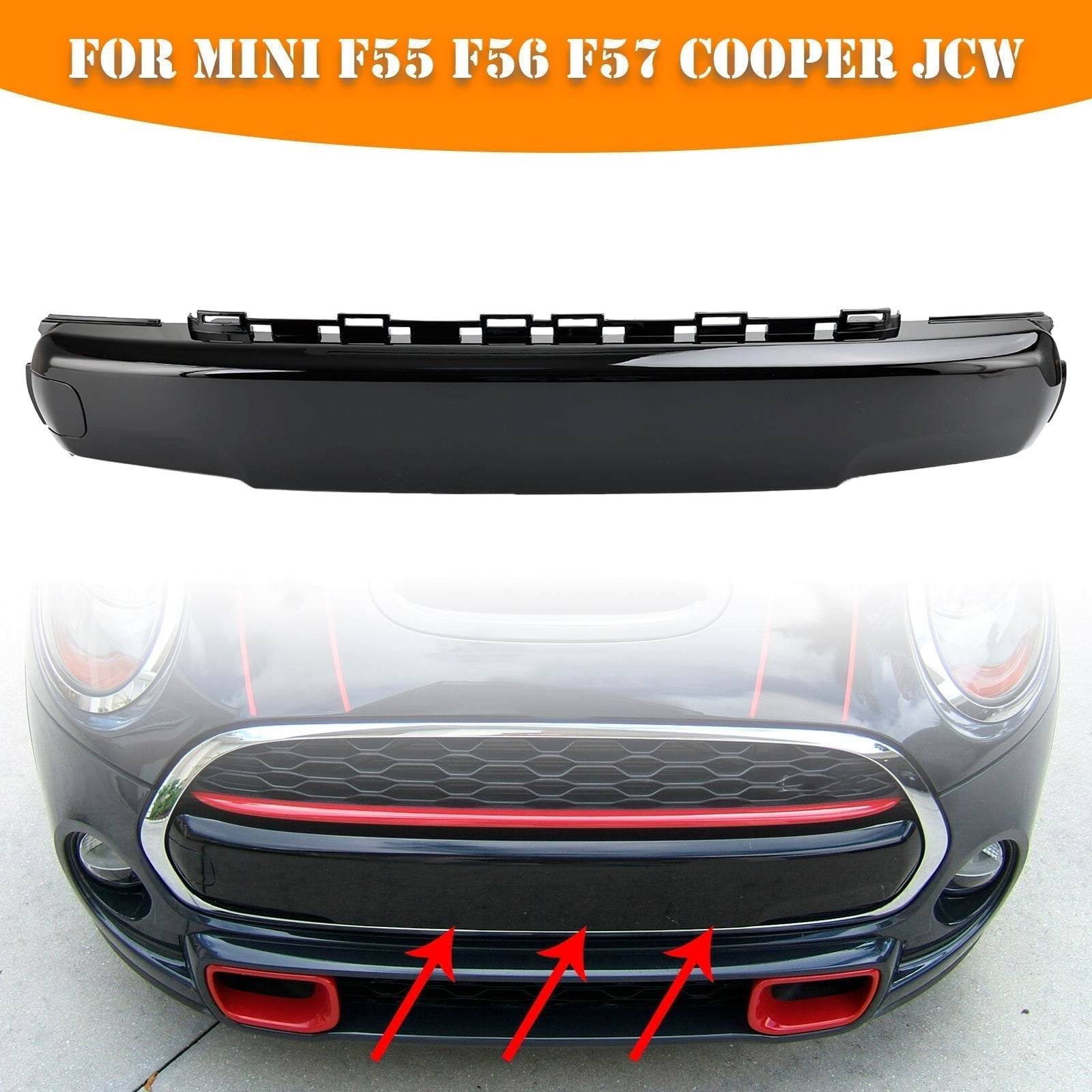2014-2021 MINI Cabrio F57 Cooper S Front Number Plate Cover Gloss Black 51117337791