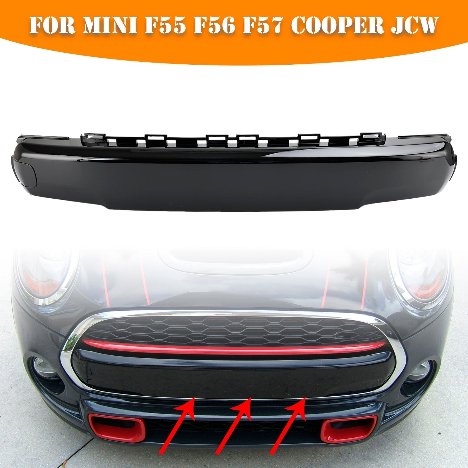 2013-2021 MINI F56 Cooper S Front Number Plate Cover Gloss Black 51117337791