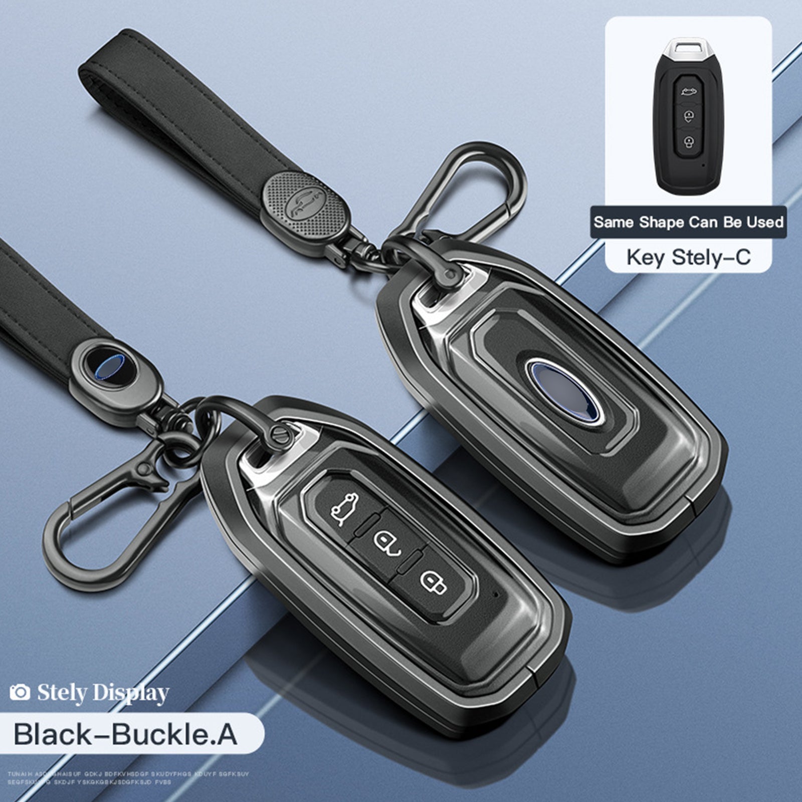 Aluminum Alloy TPU Black Car Key Case Cover With Buckle For Ford