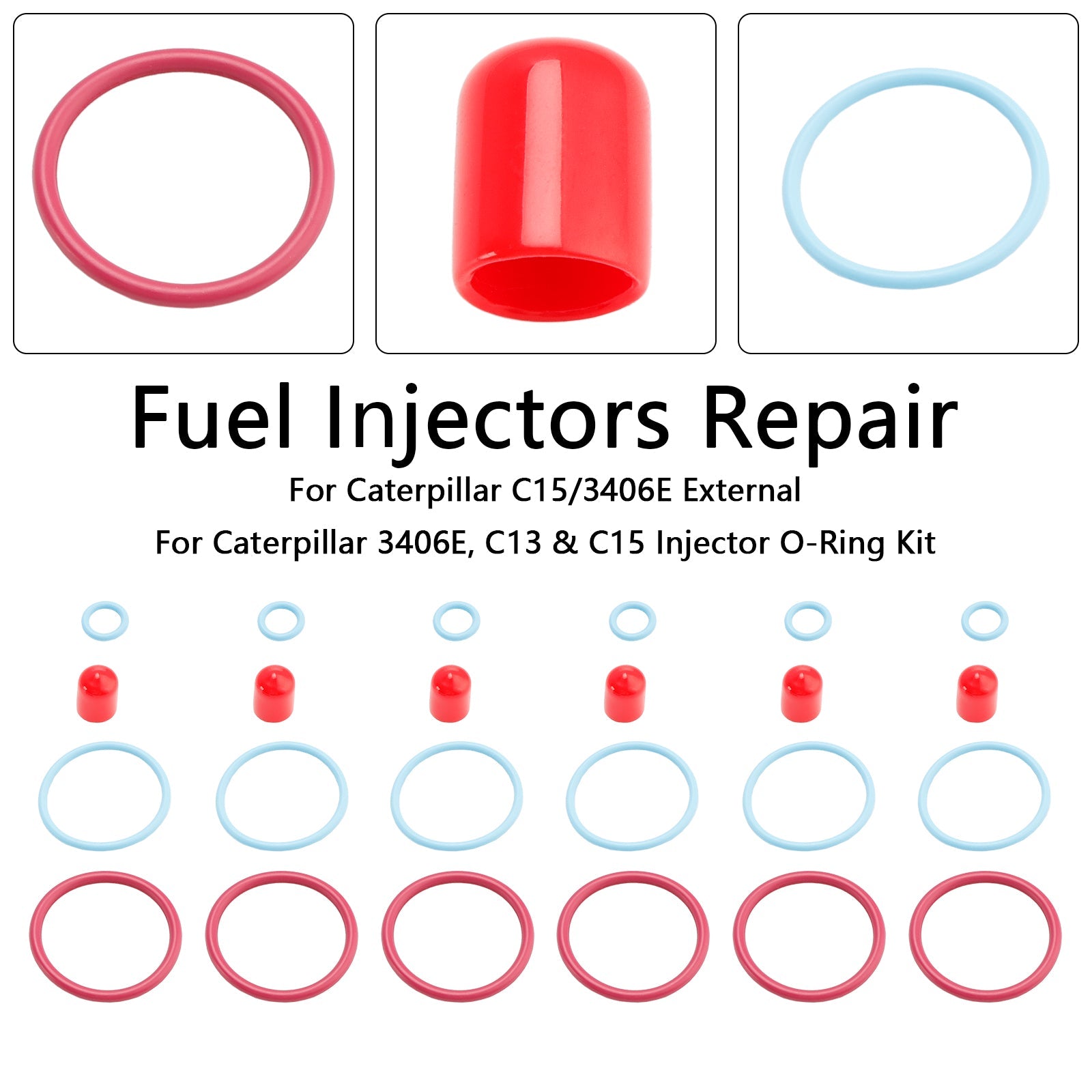 CAT C15/3406E External 6PCS Fuel Injectors Seal O-Ring Kit Fit Caterpillar 2481394 248-394 189-5390 1895390