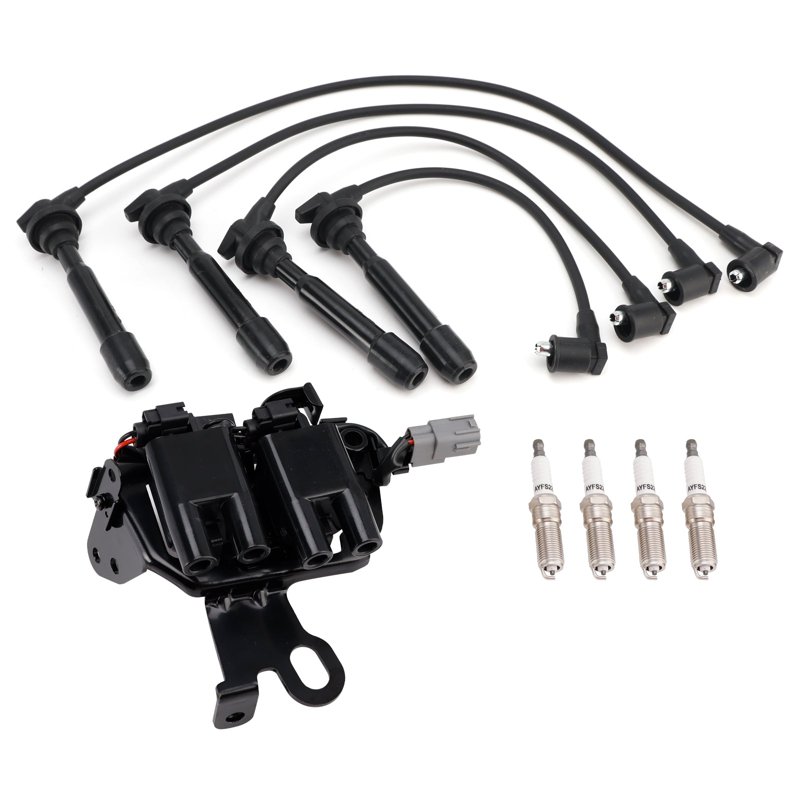 1 Ignition Coil+4 Spark Plug+ Wires Pack Uf419 For Hyundai Elantra Kia Soul 2.0