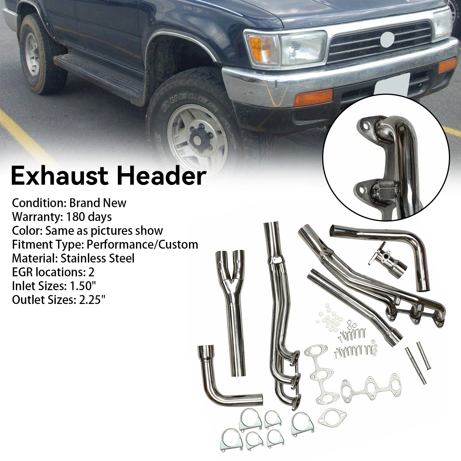 Stainless Exhaust Manifold Headers Fit Toyota 4Runner Pickup 1988-1995 3.0L V6