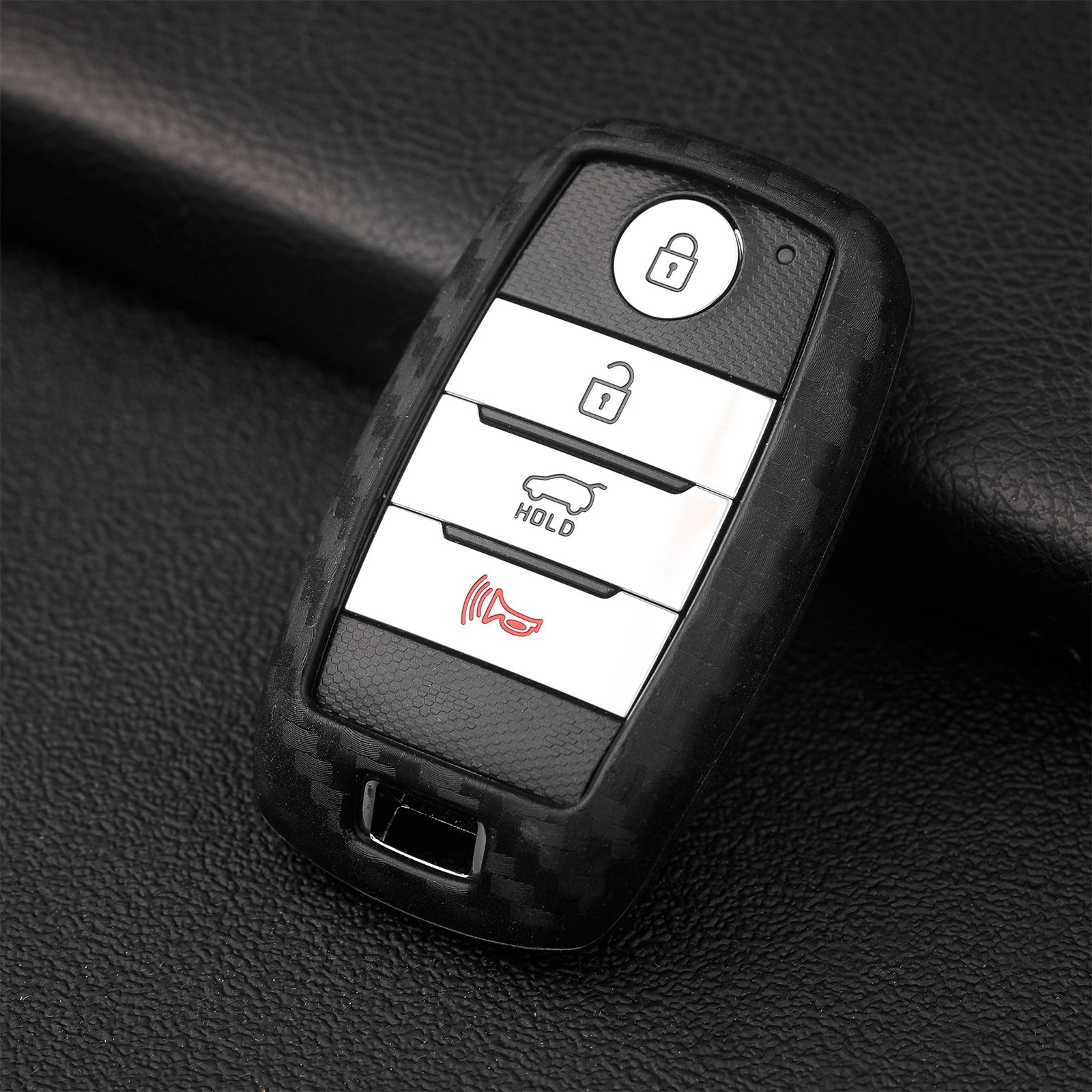 Leather Silicone Car Key Case Cover With Buckle For Kia