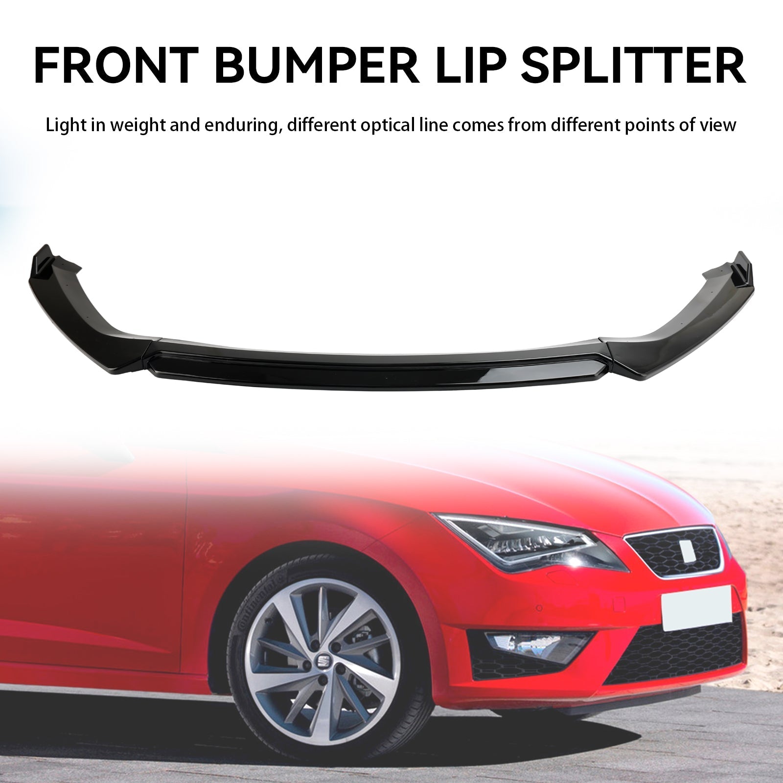 2012-2020 Seat Leon 5F Gloss Black Front Spoiler Lip Performance