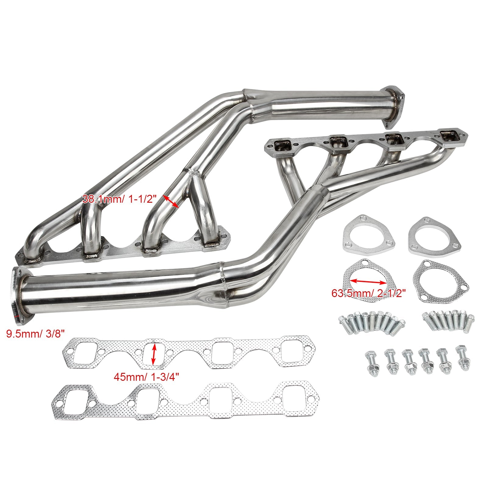 1964-1970 Ford Mustang 260/289/302/351W V8 Manifold Header V8 Tri-y Header Stainless Steel Generic