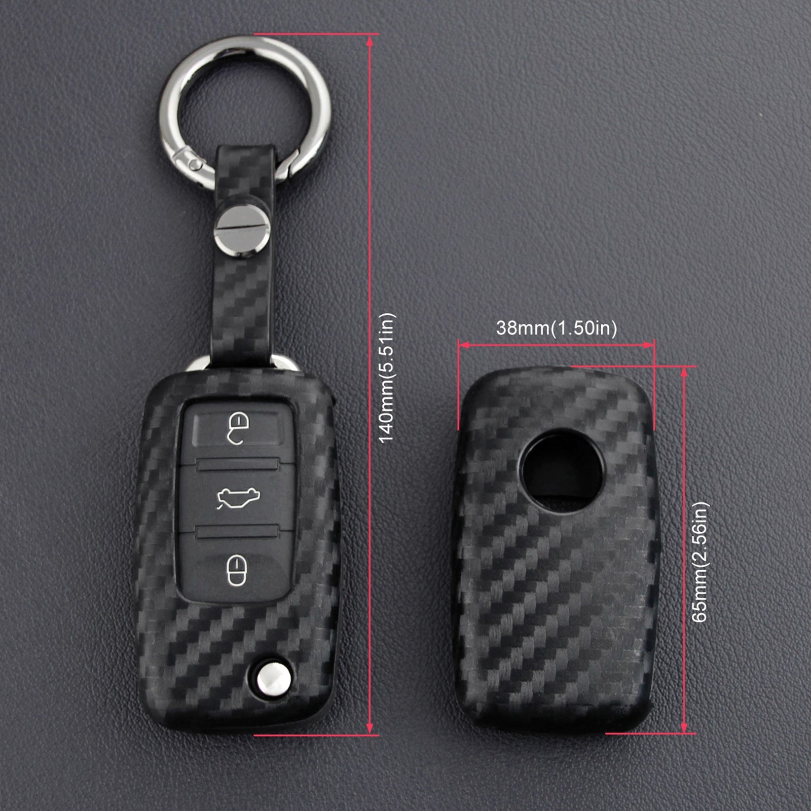 Leather Silicone Car Key Case Cover With Buckle For Volkswagen Golf MK6