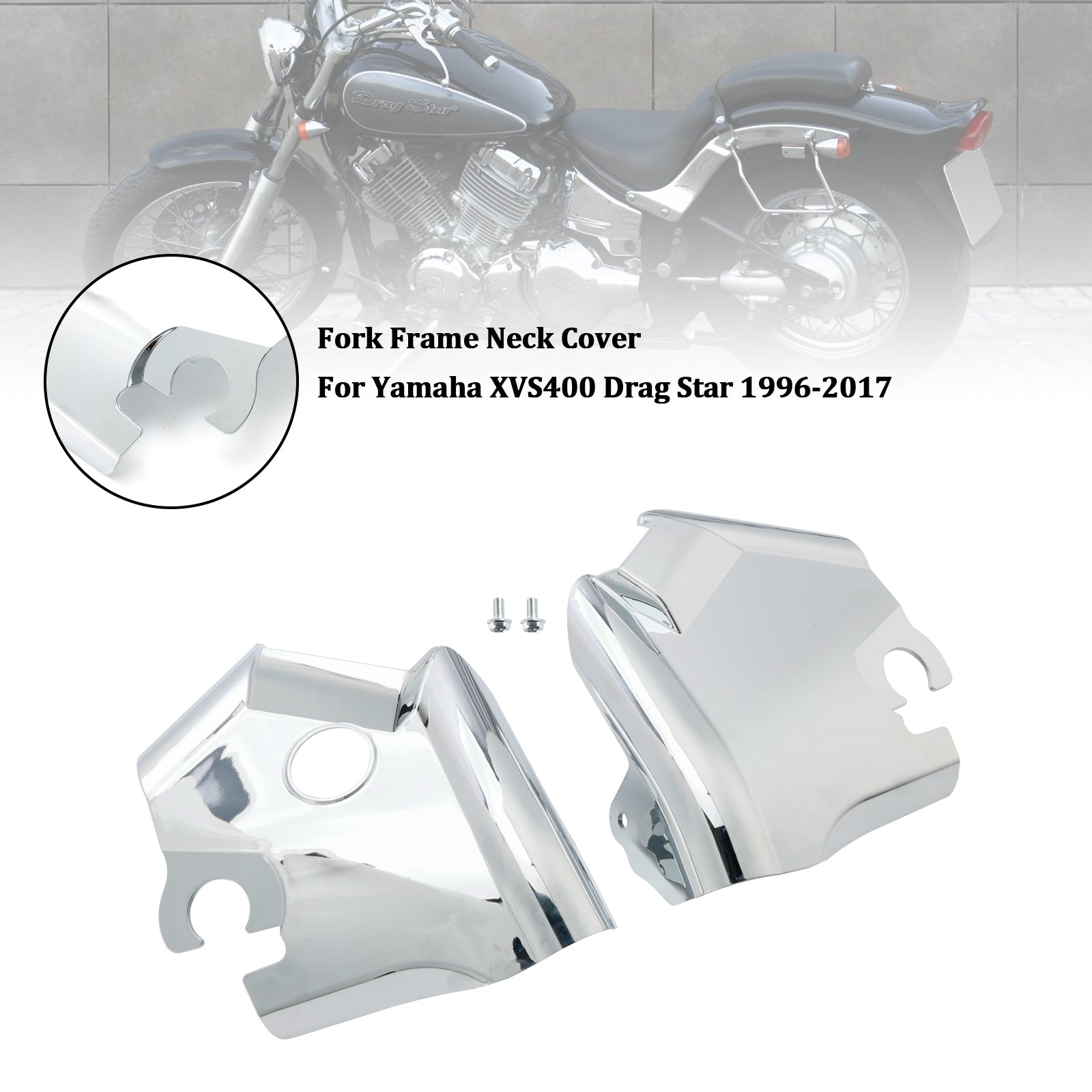 1997-2003 Yamaha XVS650 Drag Star V-Star 650 Custom Classic Yamaha XVS400 Drag Star Fork Frame Neck Cover