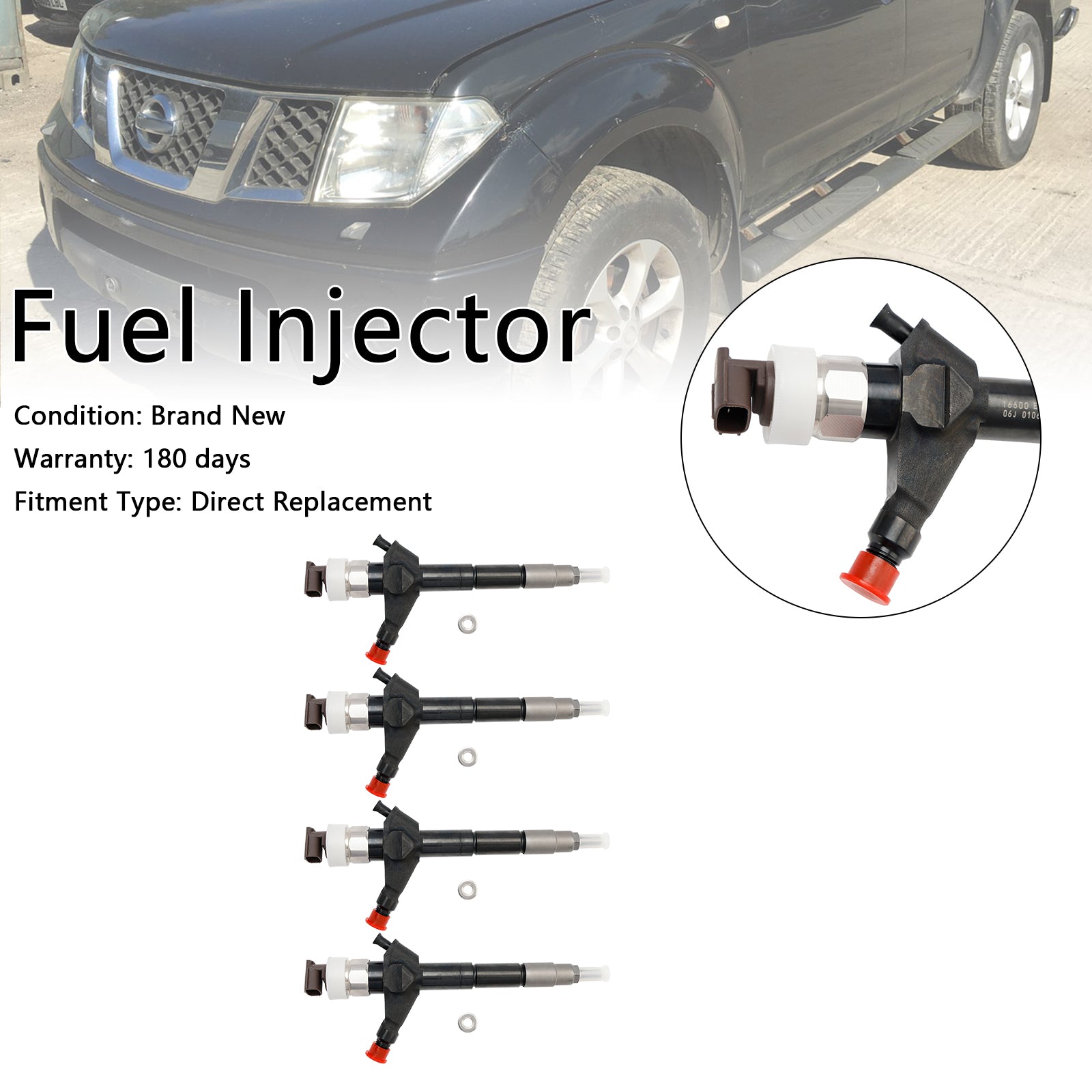 Nissan Navara 2.5 dCi 4PCS Fuel Injector 16600-EB70A 095000-6250