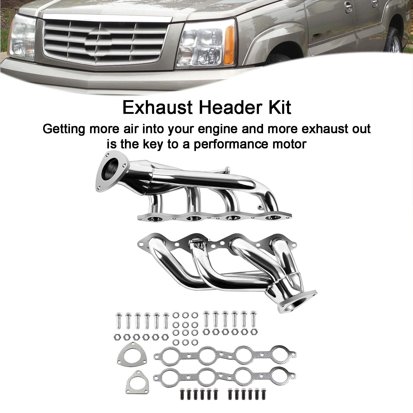 Header Manifold Exhaust Fit Chevy Silverado 1500HD 2001-2003 Fit GMC Sierra 1500